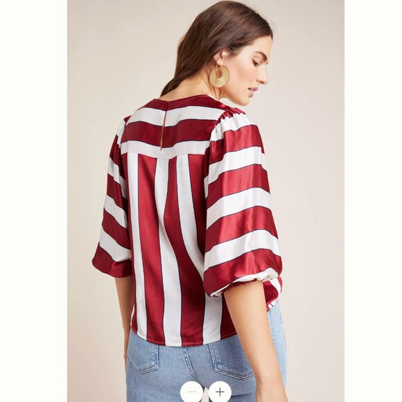 New Anthropologie Maeve Maria Red and White Boxy Blouse Size US 4 - Picture 3 of 9